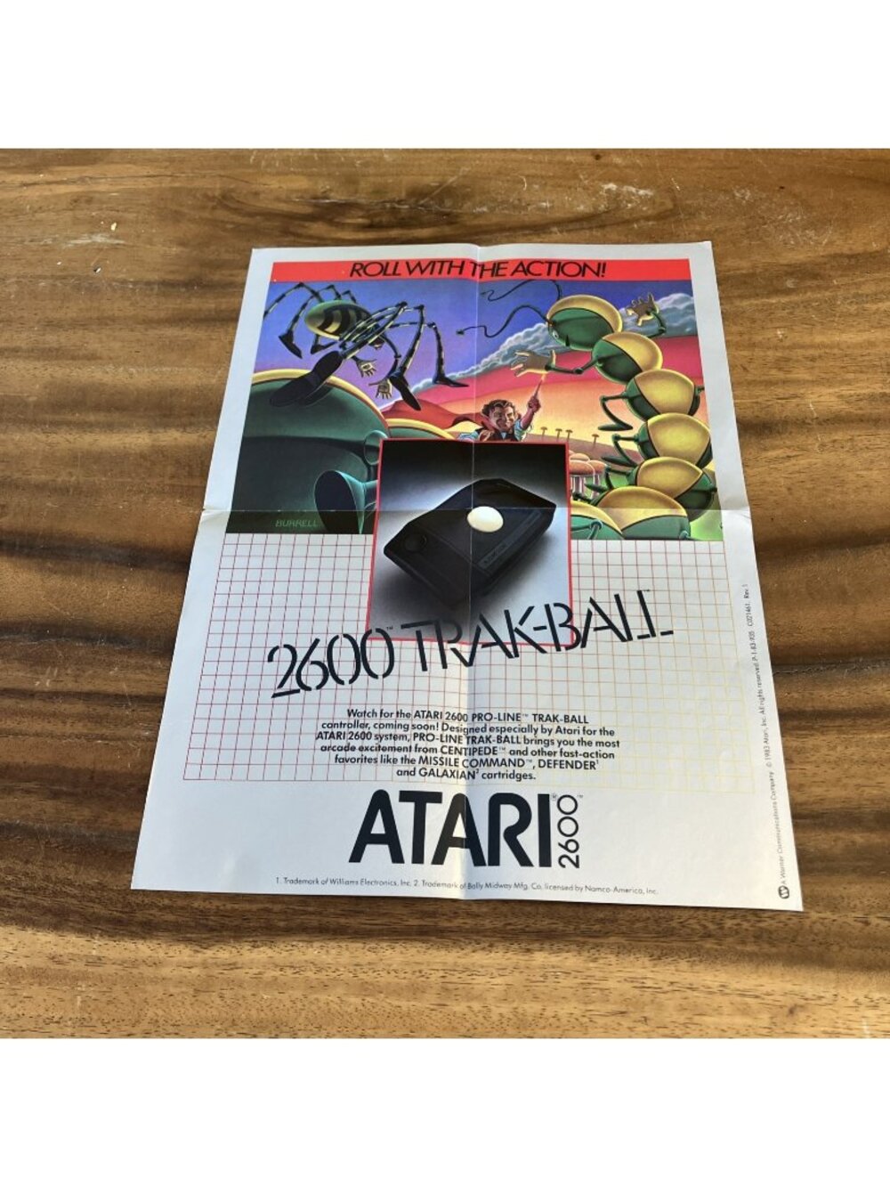 Vintage Atari 2600 Trak-Ball Accessory Fold Out Poster